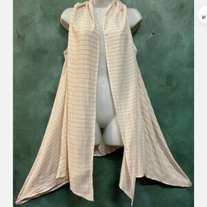 SACRED THREADS stripe lagenlook rayon flex hanky tank TOP CARDIGAN 1X